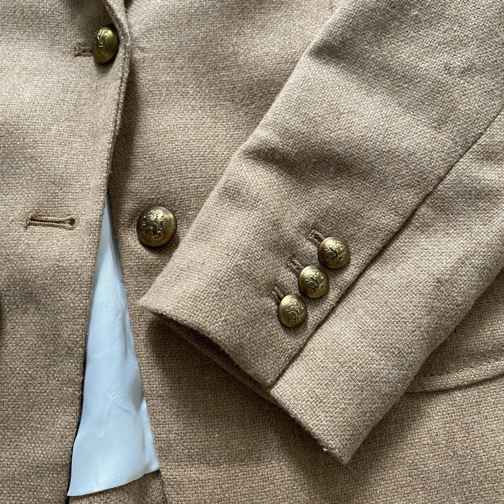 Banana Republic Hacking Jacket Womens 10 Camel Wool Blend Blazer Academia Preppy - Picture 10 of 13